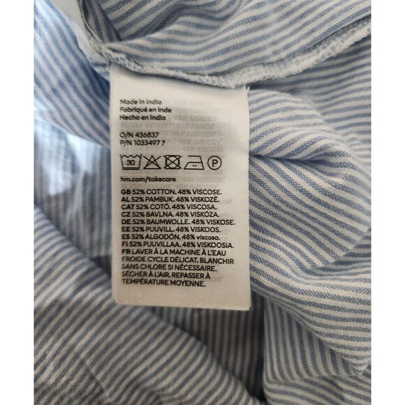 H&M Cotton Blend Striped Blouse Blue Small - Picture 4 of 4